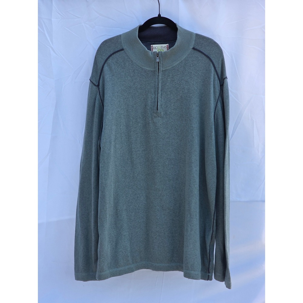 Ecoths Mens XXL Quarter Zip Pullover Sage Green 100% Organic Cotton Sweater